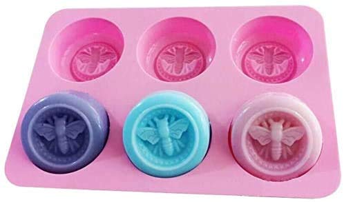 6 Holes Bee Honeycomb Pattern Silicone Fondant Soap Molds, DIY Bakeware Pan Cake Moulds Sweet Cupcake Chocolate Making Mold Handmade Fondant