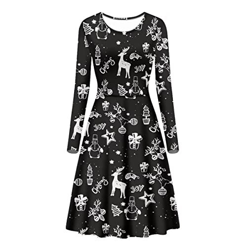 Robe noire de Noël grande taille Cumagical 4XL manche longue de soirée