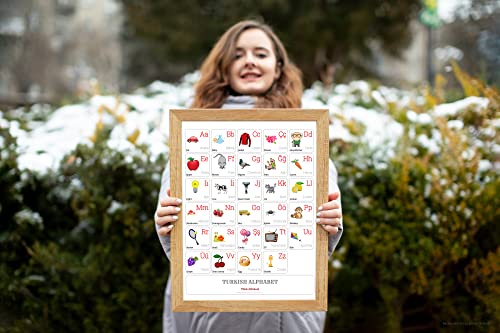 TURKISH Alphabet POSTER Print With Words And English Translations (16 x 20 inches)
