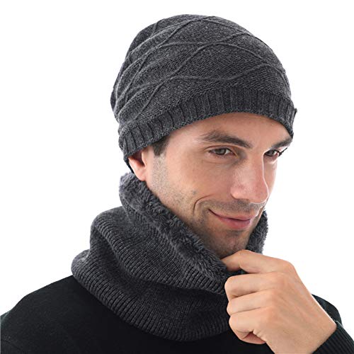 Fini le froid au cou : optez pour le bonnet tricoté écharpe avec doublure homme