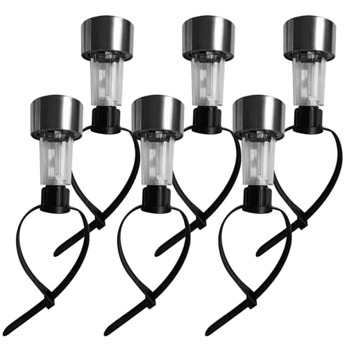 Bemonew 6 Pack Solar Lights for Chain Link Fence Solar Pool Lights with Adjustable Straps Auto On/Off Waterproof Outdoor for Above Ground Pools Garden Patio Fence Decoration (Warm White)