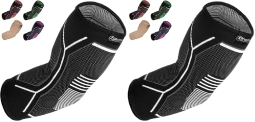 Image of Kunto Fitness Elbow Brace Compression Support Sleeve (Shipped From USA) for Tendonitis, Tennis Elbow, Golf Elbow Treatment - Reduce Joint Pain During Any Activity!