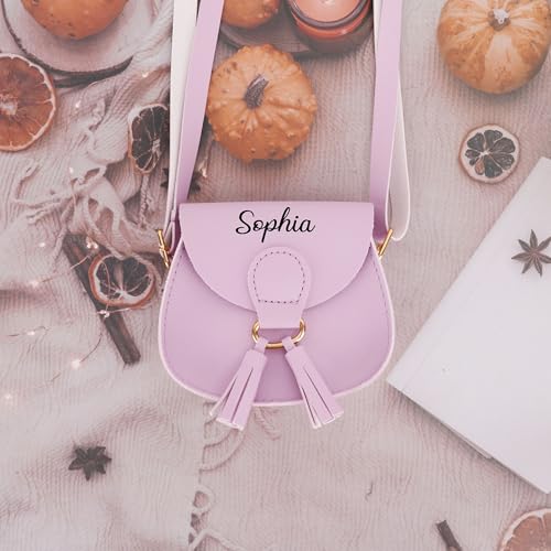 Personalized Kids Purse for Little Girls,Cute Crossbody Bag with Tassel, Custom Kid Coin Purse with Name2