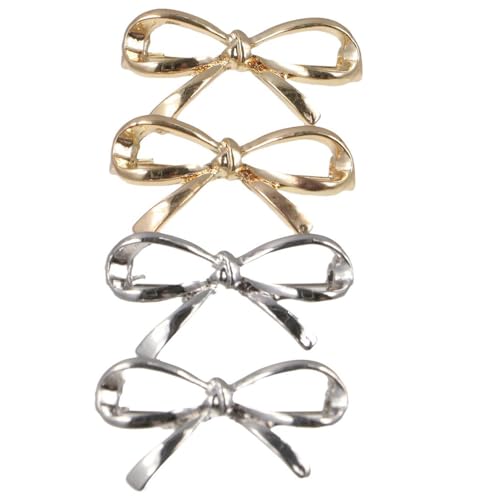 4Pcs Vintage Bowknot Brooch Pin, Hollow Alloy Brooch Bow Safety Brooch Bow Tie Lapel Pins Shawl Clips for Teeen Girls Dress Coat Scarf Sweater Fashion Jewelry Accessories2