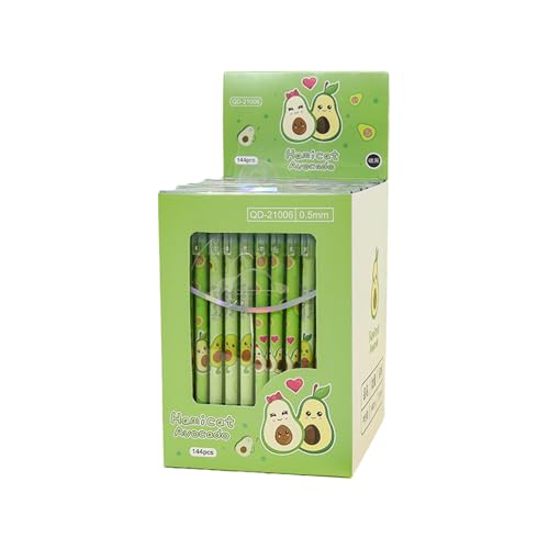 4 bolígrafos gel caricatura aguacate negro neutro