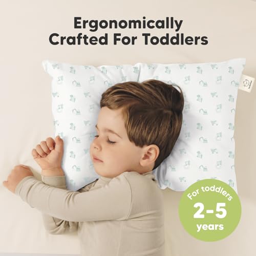 Image of KeaBabies 2pk Toddler Pillows 2 Year Old to 5,13x18 Kids Pillow (Excavator) | Soft Organic Cotton Kids Pillow for Sleeping, Travel, School, Daycare, Nap, Toddler Bed, Machine Washable, Without Pillowcase