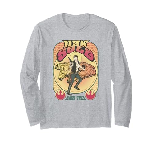 Star Wars Han Solo Shoot First Seventies Retro Poster Long Sleeve T-Shirt