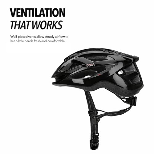 Image of Tyka Cycle Helmet | Adjustable Protective Helmet for Cycling, Skating & Scootering | Lightweight Breathable Multi-Sport Helmet with Safety Padding for Boys & Girls (Black, Medium (50-54 cms))