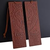 2 Pcs Wolf Lion Leather Bible Bookmark, Christian Bookmarks Gifts for Men Book Marks for Reading Men (Brown)