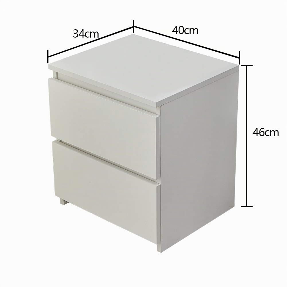 CLIPOP Nachttisch 2 Schubladen, grifflos, 40×34×46 cm, weiß