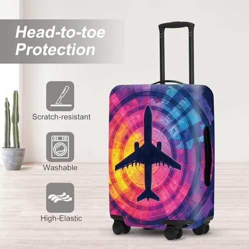 Image of Airplane Silhouette Luggage Protector, Scratch Resistant Suitcase Cover for Frequent Flyers, Travel Essentials for Business Trips