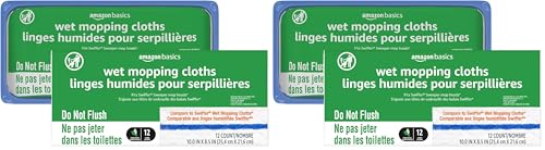 Image of Amazon Basics Wet Mopping Cloth Refills, 48 Count, Pack of 2