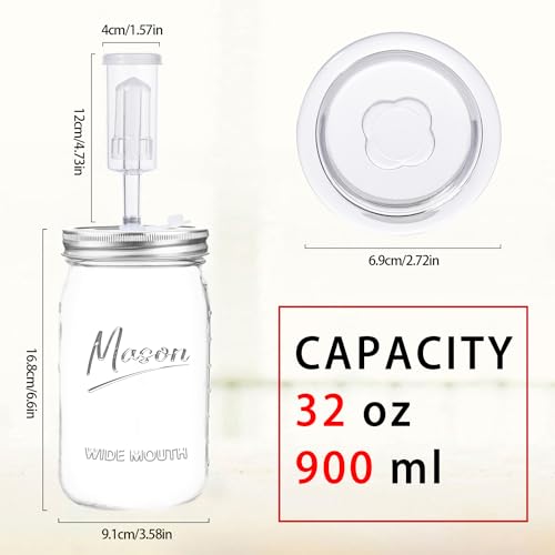2 Pack 32 oz Fermentation Jar Kit for Pickling, Canning and Mead Making with Weights and Airlocks