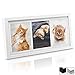 Produktbild bomoe Bilderrahmen Galeria für 3 Fotos 13x18 cm - Fotorahmen aus Holz, Kunststoffglas, Metall-Aufhängung & Passepartout Multirahmen für Bilder Collagen - Weiß