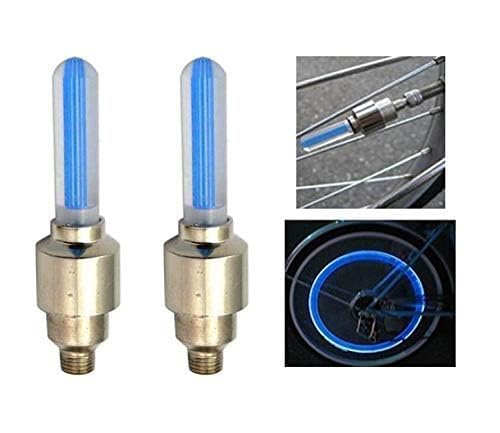 Image of Jumbuck LED Wheel Lights - Blue Motion Sensor Valve Caps for Bicycle, Motorcycle, Car Tires | Waterproof Automatic Firefly Lights, Universal Fit Tire Valve Stem Caps (Pack of 2)