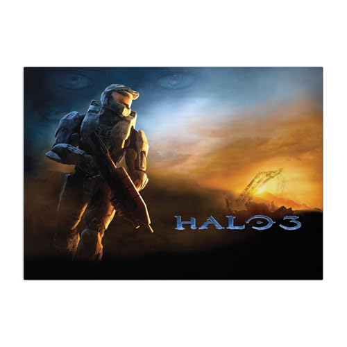 Displate Officiel Halo Game Métallique Fixation Magnétique Licence Officielle Image Affiche de Haute Qualité Halo Posters - Halo 3 Horizontal hauteur 45 cm...