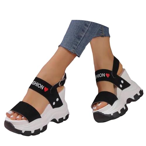 Sandalias de cuña plataforma para mujer con punta abierta y estilo slip-on 6