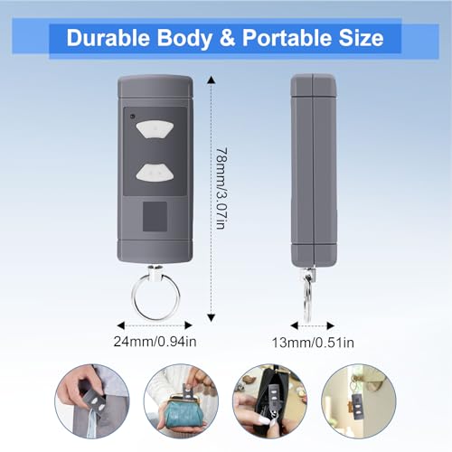 40.685MHz Garagentor Handsender für Hörmann HS2-40,HS4-40,HSE2-40, HSE4-40,HSM2-40,HSM4-40,Fernbedienungs Duplizierer Kompatibel mit Hörmann Grau Tasten Garage Fernbedienung Handset