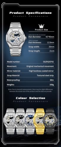 Image of OLEVS Automatic Watch for Men Self Winding Mechanical Luxury Business Stainless Steel Multi Calendar Waterproof Luminous Wrist Watches