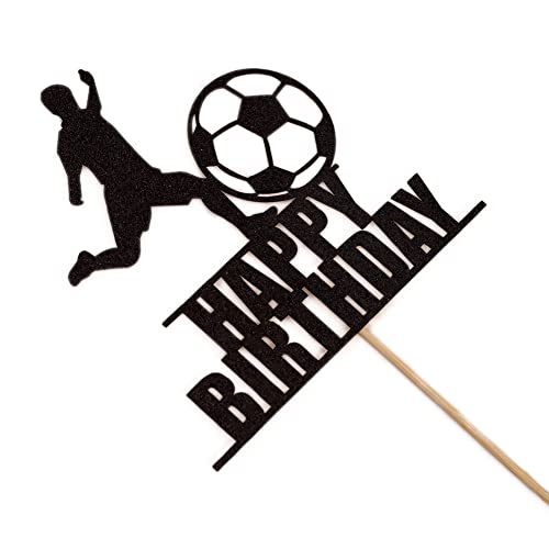Happy Birthday Soccer Cake Topper - Boy/Girl Sports Cake Topper，Soccer Birthday Party Decorations，Soccer Player Cake Topper Boy Birthday，Football Player Cake Topper #TOP5