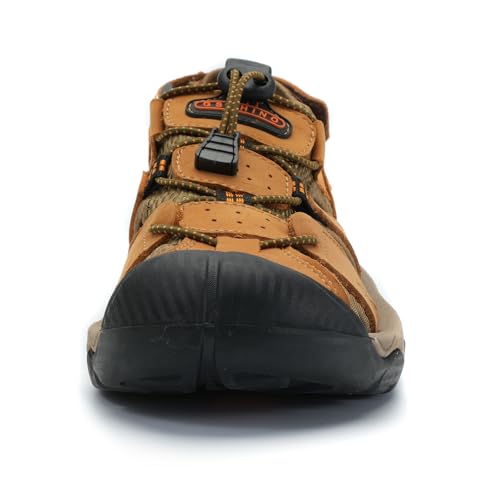 Mens Leather Sports Sandals For Men Closed Toe Hiking Outdoor Athletic Casual Walking Sandals Water Shoes Summer Fisherman Sandal Handmade2