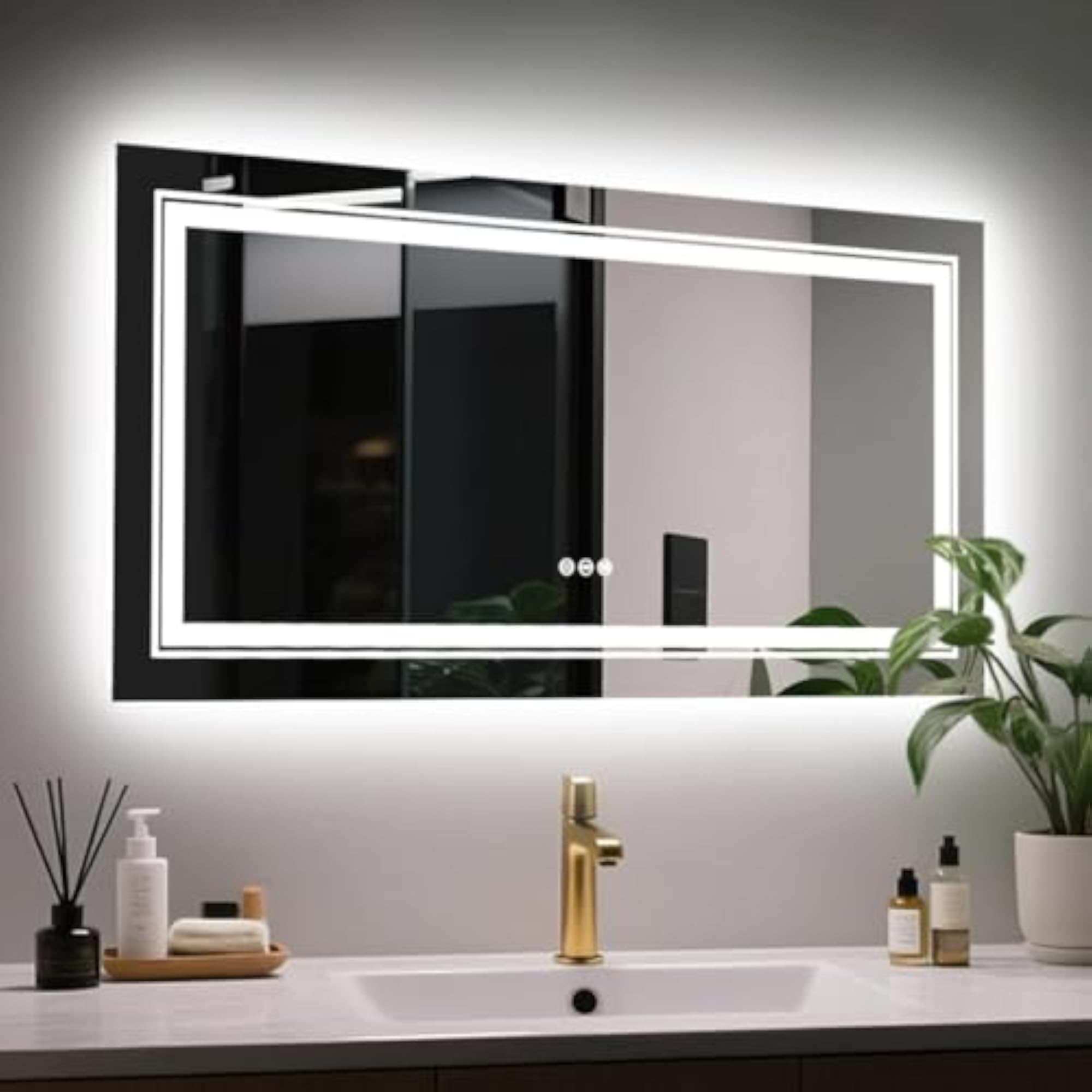 Smart Bathroom Mirror with Color Changing Lights