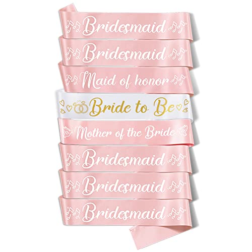 Party to Be Set of 8 PCS Rose Gold Bridal Shower Sash Bride to Be Maid of Honor Team Bride Bridesmaid Bride Tribe Sash Set Hen Night Bachelorette Party Wedding Decorations