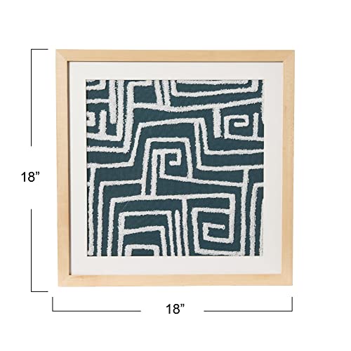 Creative Co-Op 18" Square Tufted Abstract Embroidery In Wood Frame Wall Art, Multi #TOP6