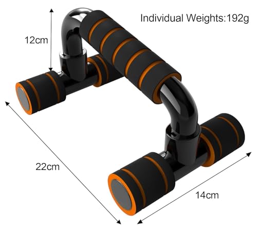Image of Push Up Bars Gym Exercise Equipment Fitness 1 Pair Push Up Handles with Padded Foam Handle and Non-Slip Stable Structure for Men and Women (Orange)