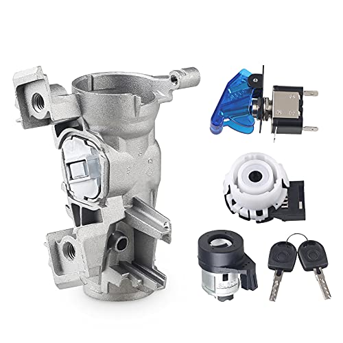 WATERWICH Ignition Switch Steering Lock Cylinder with Keys & Ignition Starter Switch Compatible with Volkswagen VW Golf Jetta MK5 Tiguan Audi A3 TT R8 Seat Leon Replace1K0905851B 1K0905865 5Q0905865A