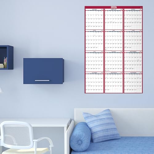 2020 Yearly Wall Calendar - 2020 Yearly Full Wall Calendar with Thicker Paper, January 2020 - December 2020, Bonus Pocket, 34.3" x 22.8", XLarge, Vertical - Blue/Red by Artfan