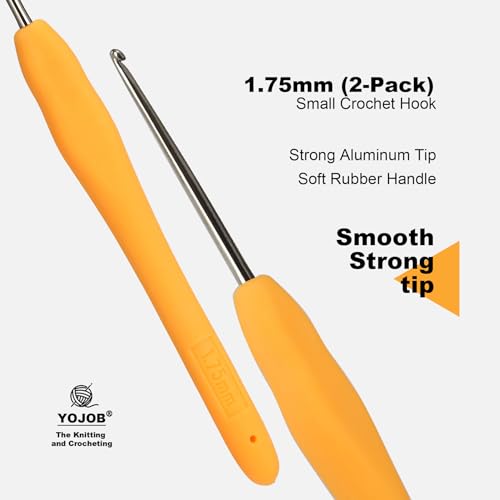 Image of 2Pcs 1.75mm Small Crochet Hooks, Ergonomic Small Lace Crochet Hook for Beginners, Crochet Needles for Crocheting, Smooth and Comfortable for Arthritis (1.75mm)