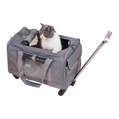 Mascota para portamascotas - Bolsa para gatos para perros, mascota para transportistas de mascotas, bolsa autorizada para aerolíneas | Unidad suave de gato Rolling Dog Cat Unidad, cremallera de