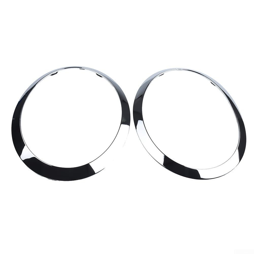 Bisel de anillo de ajuste de faros delanteros de coche, cubiertas de anillo de ajuste de faros delanteros plateados para MINI Cooper F55 F56 F57 2014-2024 Anillo de ajuste de faro delantero