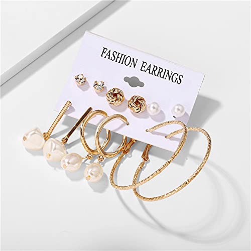 Image of Shining Diva Fashion Stylish Combo Design 6 Pairs Metal Earrings for Women and Girls (F12787er)