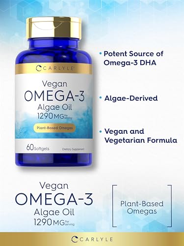 Carlyle Vegan Omega 3 Supplement | 1290 mg | 60 Softgels | Plant Based | Non-GMO & Gluten Free | from Algae Oil - Image 5