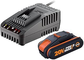 WORX WA3601 Powershare Akumulator z Ładowarką, 20 V 2000 Mah Akumulator Litowo-Jonowy i Stacja Ładująca, Akumulator do Wszystkich Urządzeń Elektrycznych i Ogrodowych WORX