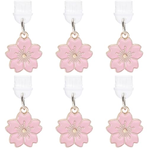 Dijes para teléfono celular tipo C con flor de cerezo tapón antipolvo puerto de carga usb