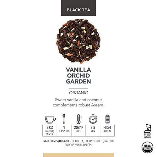 Teabloom Organic Black Tea, Vanilla Orchid Garden Loose Leaf Tea, Exotic And Luxurious After-Dinner Tea, Usda Certified Organic, 2.80 Ounce Loose Leaf Tea Canister Makes 35-50 Cups #TOP2