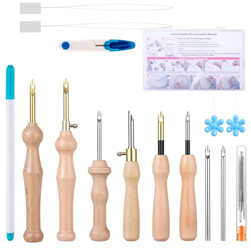 Image of Punch Needle Kit Includes Adjustable Punch Needle Tool with 2.5mm-3.5mm-5mm Metal Needles, Punch Needle Set for Beginner,Perfect for Decoration and Gifts
