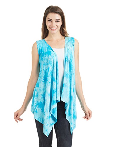 Image of Made By Johnny Women's Lightweight Sleeveless Cardigan - Draped Open Front Vest with Asymmetrical Hem