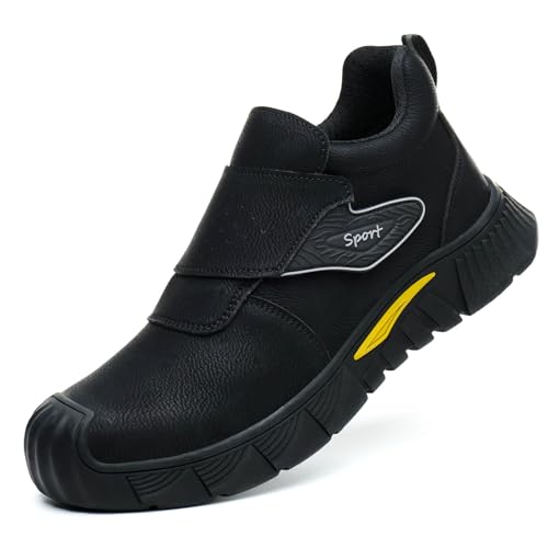 Image of Welding Work Boots for Men Women Slip on Steel Toe Safety Shoes Comfortable Indestructible Work Boots Puncture Proof Lightweight Breathable Construction Shoes