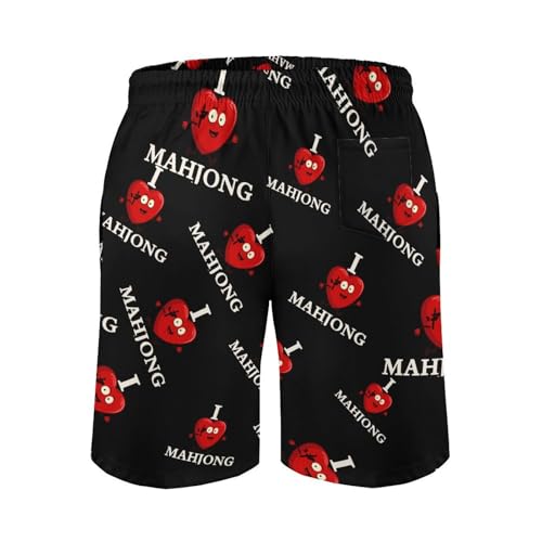 L Love Mahjong Mens Swim Trunks Quick Dry Board Shorts Beach Swimwear Bathing Suits3