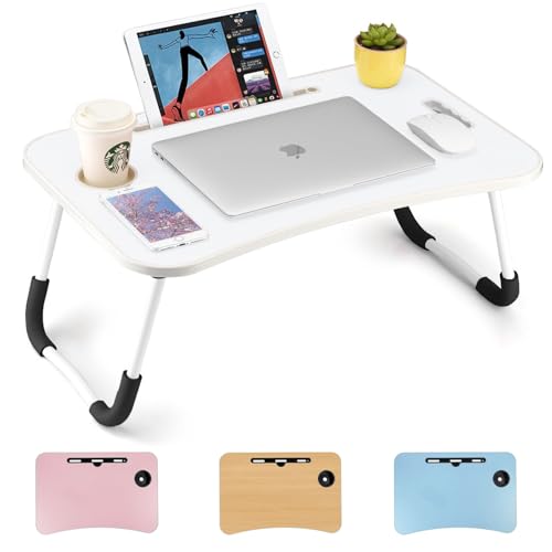 La Mejor Recopilación de Mesa de Servicio para Cama Top 10. 49 SKM-MX Mesa Plegable para Laptop, Escritorio para Cama Portátil, Mesa de Escritorio Plegable para Tarjetas, Ideal para estudiar o Trabajar (Blanco)