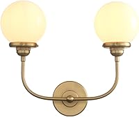 Vista 13 de PERMO Apliques de pared doble vintage industriales antiguos con 2 luces con doble cúpula de vidrio transparente claro de 5.9" redonda (Negro)