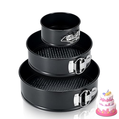 ECCOGREAT Set de 3 (10/18/23cm) moldes de tarta elásticos antiadherentes moldes desmontables moldes para hornear pan redondos a prueba de fugas para tartas, pizzas y tortitas