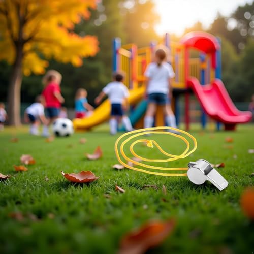 Silbato metálico amarillo con cordón para deportes miniatura 5