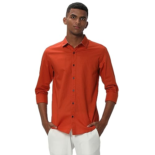 Image of MUFTI Mens Cotton Linen Slim Fit Shirt