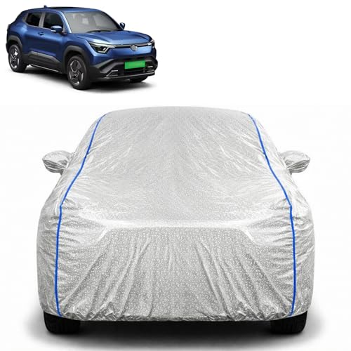 Image of Waterproof Car Cover for Maruti e Vitara | All Weather Protection | UV Resistant & Dustproof | Soft Cotton Lining to Prevent Scratches | Triple Stitched with Mirror Pockets & Elastic Hem