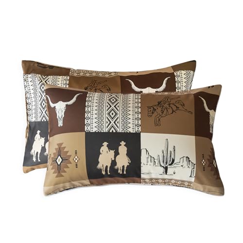 Wake In Cloud Western Pillowcases Tan Brown Standard 20x26 in